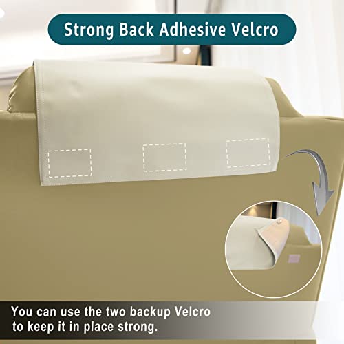 Premium Headrest Cover for Recliner Chair,Flame Retardant Faux Leather Headrest Protector for Furniture, Theater Seat Cover Head Protector Cover for Home & Office Sofa,16Wx27L, Ivory - color: Ivory