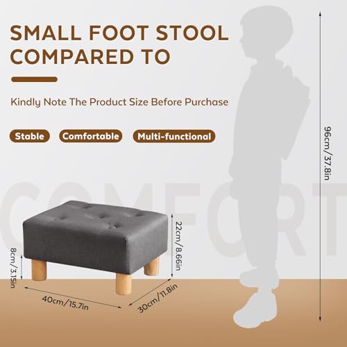Small Foot Stool Ottoman, Linen Footstool Ottoman Foot Rest for Couch, Rectangle Footstools and Ottomans Small for Living Room, Entryway and Bedroom (Gray) - color: Gray (Linen)