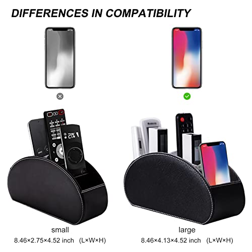 BONNY DODO Remote Control Holders Organizer Box with 5 Compartment PU Leather Multi-functional Office Desk Storage Caddy Store (Black) - color: Black