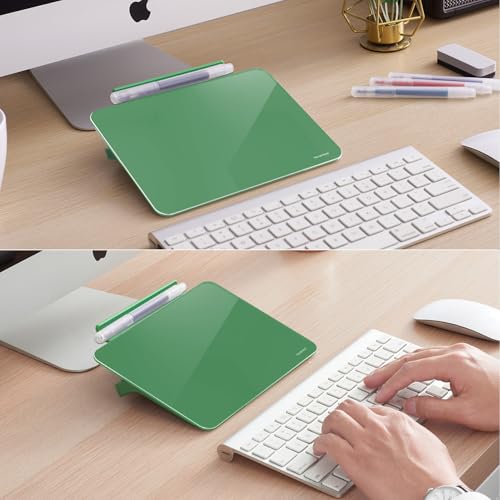 TSJ OFFICE Small Desktop Whiteboard - Glass Dry Erase Board 8 X 6 Inches Tabletop Easel Whiteboard with Stand, Desk Board Buddy for Artist, Teacher and Student - color: 8 X 6 Inches - Avocado