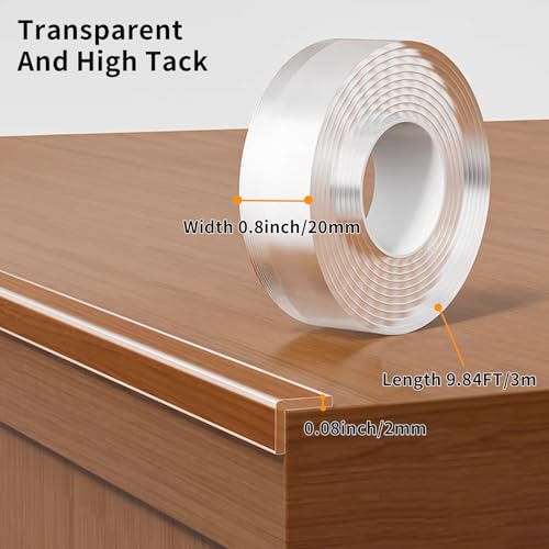 0.8 in x 9.84 FT,Clear Edge Protector Strip Sharp Edge Wrap Cover Tape, Self Adhesive Protective Bumper Guards for Cabinet Door Desk Glass Table Bed Furniture, Kitchen Countertop, Waterproof - size: 0.8in x 9.84FT