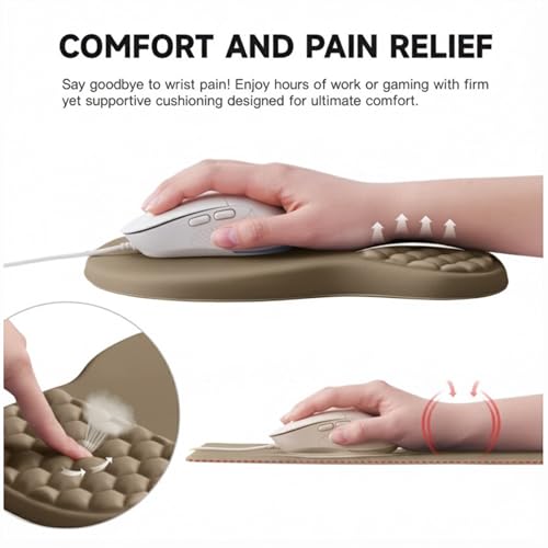 Ergonomic Mouse Pad with Wrist Support, Memory Foam Wrist Rest for Carpal Tunnel & Wrist Pain Relief, Non-Slip Rubber Base, Comfortable Gaming Mousepad for Computer, Laptop, Office & Home - color: Sand