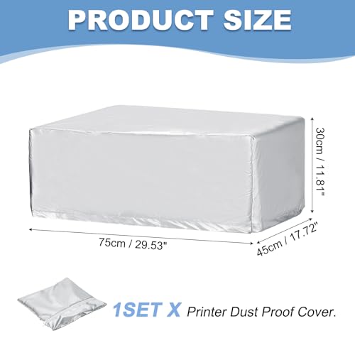 PATIKIL 29.53 Inch Printer Dust Cover Case, 1Pcs Water Proof Static Free Polyester Protective Covers Jacket for Various Printers or Copiers, Silver - color: Silver, size: 29.53 x 17.72 x 11.81 inch