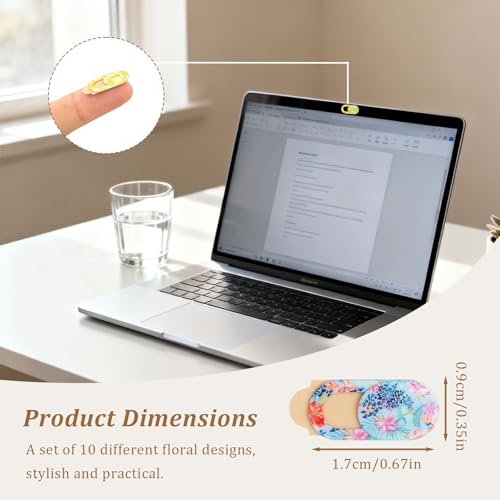 10-Pack Laptop Camera Cover Slide Cute – Ultra Thin Floral Webcam Cover for iPhone, iPad, MacBook, Laptop, PC & Tablet – Privacy Protection Slider