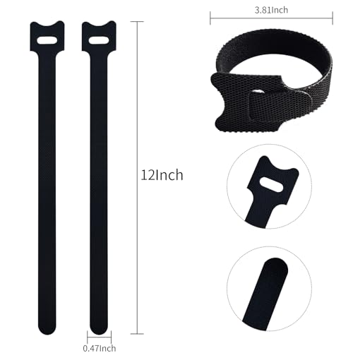 100 PCS 12 Inches Black Reusable Cable Ties,Multi-purpose Adjustable Cord Straps,Cable Organizer,Cord Wrap and Hook Loop Cords Management,Adjustable Cord Ties for Home,Garden,Office,Data Centers - size: 12inches-100PCS