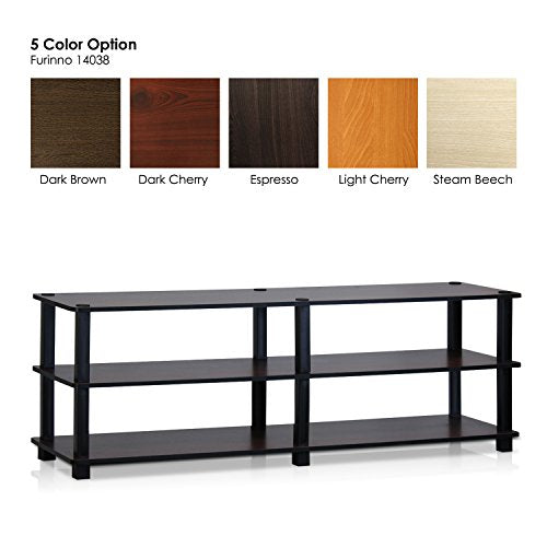 Furinno Turn-S-Tube No Tools 3-Tier Entertainment TV Stands, Dark Cherry and Black - color: Dark Cherry/Black, size: 55-inch No Tools