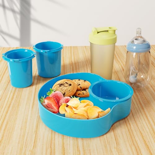 Car Seat Cup Holder for Kids - Kids Travel Tray with Snack Tray, CarSeats Snack Trays for Toddler, Car Cup Holder for Safety Seats, Fits Stroller & Booster (bluegray) - color: bluegray