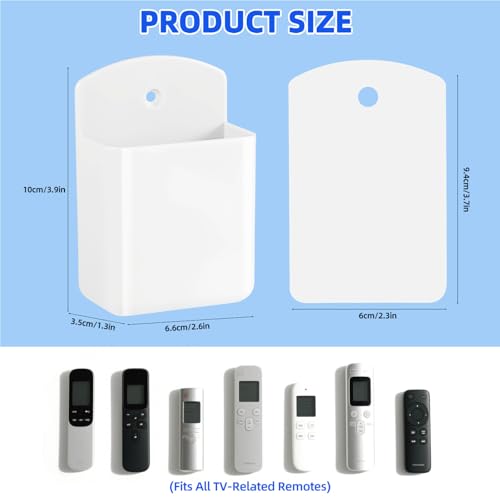 Leinuosen 12 Pcs Remote Control Holder Wall Mount Self Adhesive TV Controller Holder White TV Remote Organizer Wall Pen Organizer for Home Office School Storage Accessories - color: White