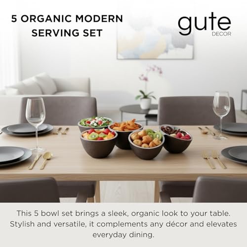 5 Cluster Decorative Bowls Dark Matte Bronze/Black & Chrome Silver Snack Tray Bowl Chip & Dip Serving Piece Strong Centerpiece Beautiful Room Accent & Entertaining Parties Home Decor Wedding Gifts 15" - color: Dark Matte Bronze/Black & Chrome Silver 5 Clu