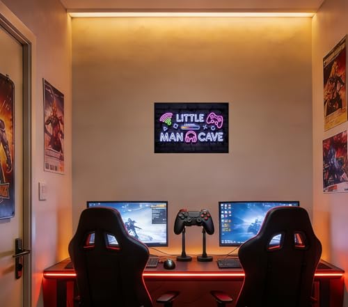 12×8 Inch Neon Aluminum Gaming Sign Wall Art Boys Teen Bedroom | arcade merch,video poster,hobby novelties,teen collectibles,male trinkets,retro accents - color: PM321007, size: 12" x 8"