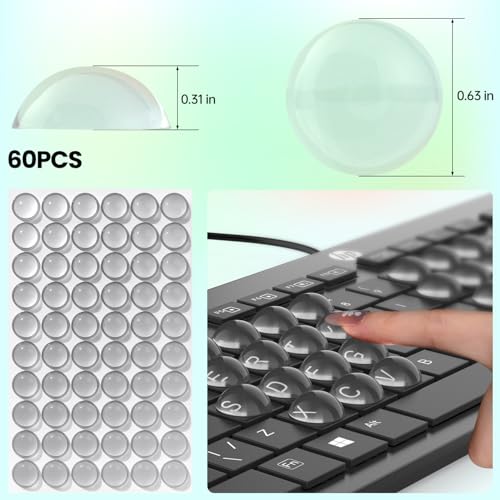 110PCS Glass Keyboard Stickers for Long Nails, Ultra Clear Raised Keyboard Cover with Transparent Adhesive, Reusable Nail Art Typing Glass Sticker for Laptop, PC, Desktop