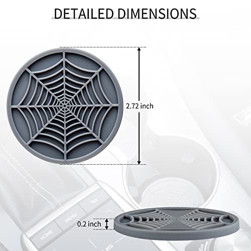 Alpmosn 4PCS Spider Web Car Coasters for Cup Holders, Halloween Funny Non-Slip Silicone Insert Ornaments Coasters, Automotive Cupholder Goth Accessories for Men & Women(Gray) - color: Gray