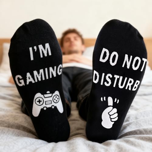 Funny Socks Cool Valentines Day Gifts for Him Men Boys Husband Boyfriend Dad Brother Cotton Comfort Birtday Gifts - color: Black Game Version