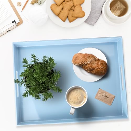Spsyrine Serving Tray with Handles, Plastic Decorative Tray for Coffee Table, Living Room, Home Decor, 3040B - color: Multi B
