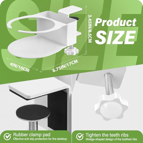 Desk Cup Holder for Coffee Mugs, Tumblers, Water Bottles with Mobile Phone Stand, Anti-Spill Metal School Home Office Accessories (White-1) - color: White-1