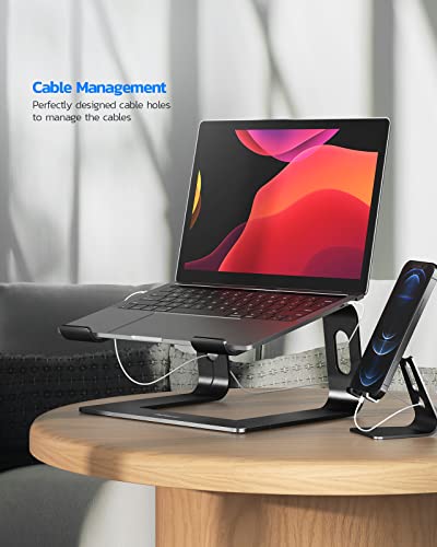Nulaxy Laptop Stand, Ergonomic Aluminum Laptop Computer Stand, Detachable Laptop Riser Notebook Holder Stand Compatible with MacBook Air Pro, Dell XPS, HP, Lenovo More 10-15.6” Laptops - color: C-Black
