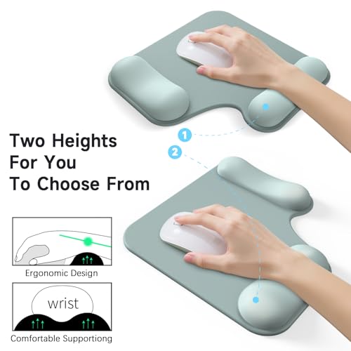 Ergonomic Mouse Pad with Gel Wrist Rest (1"& 1.2" Dual Height) - Cyan Mouse Pads Compact Mousepad Desk Mat Office, Gaming & Carpal Tunnel Relief | Non-Slip Rubber Base - color: Cyan