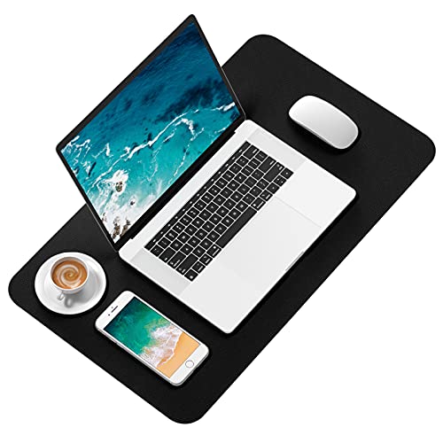 Hsurbtra Desk Pad, 23.6" x 13.8" PU Leather Desk Mat, M Extended Mouse Pad, Waterproof Desktop Blotter Protector, Non-Slip Ultra Thin Small Laptop Keyboard Writing Mat for Office Home, Black - color: Black, size: 23.6" x 13.8"