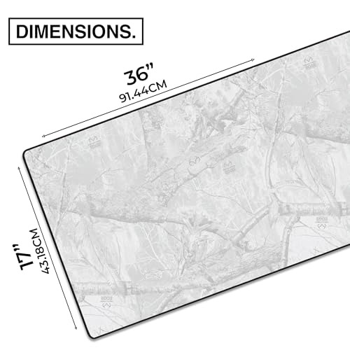 MPCO. Real Tree Large Gaming Desk Pad - 36" x 17" Duraglyde Fabric Edge Snow White – Without Logo Desk Mats - Non-Slip, Washable, Smooth Glide for Precision Gaming & Work - color: Duraglyde Edge Snow White – Without Logo