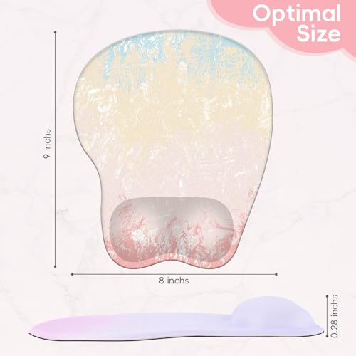 Mouse Pad with Wrist Rest Ergonomic Mouse Pad with Comfortable M-Shape Pain Relief Wrist Support Non-Slip PU Base Mousepad for Laptop, Office & Home (Pretty Pink Painting) - color: Pretty Pink Painting