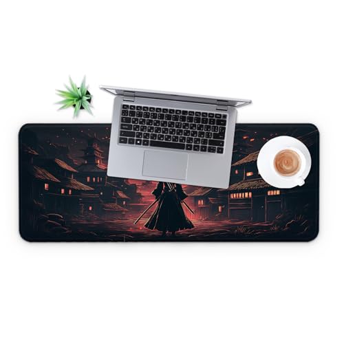 MAY FLOWER Gaming Mouse pad, Large Laptop Mousepad, Full Keyboard Mat, Long Computer Mouse Mat for Home and Office, Anti-Slip Rubber Base, 31.5 x 11.8 Inches (Samurai) - color: Samurai