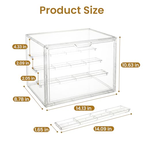 Acrylic Display Case 2 Pack, 4-Tier Large Clear Stackable Display Boxes with Magnetic Doors and Removable Shelves, Dustproof Showcase for Figures, Collectibles, Models - size: Large
