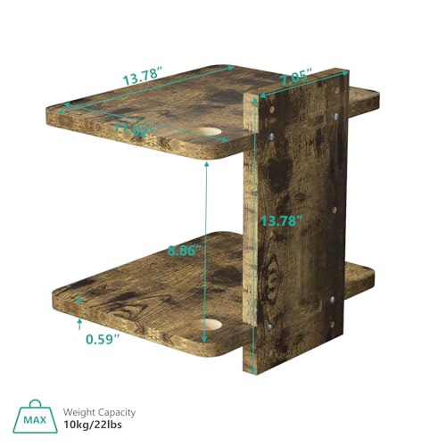 WALI Floating TV Shelf, 2 Tier Projector Shelf for DVD Player, Routers, Game Console, Cable Boxes, Living Room Decor Accessories, Wall Mount Shelves Holds Up to 22lbs(CS202NC), 2-Shelf, Vintage Brown - color: Vintage Brown, size: 13.78 x 11.02 Inch
