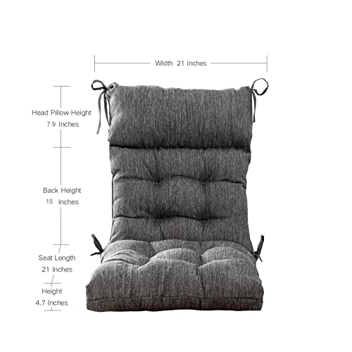 QILLOWAY Outdoor Rocking Chair Cushions Set of 2, 100% Polyester Waterproof Patio Rocking Chair Cushion, High Back Weatherproof Chair Pad for Adirondack & Outdoor Furniture, Charcoal Grey, Black - color: Charcoal Grey/Black