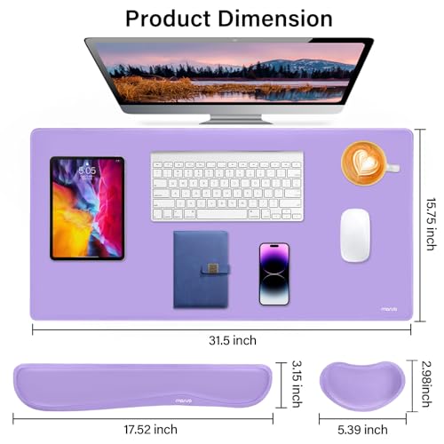 MOSISO Keyboard Mouse Pad Set, Gaming Mouse Pad&Keyboard Wrist Rest&Wrist Rest, Ergonomic Wristrests with Memory Foam Home Office Easy Typing Cushion Non-Slip Mousepad, Purple - color: Purple