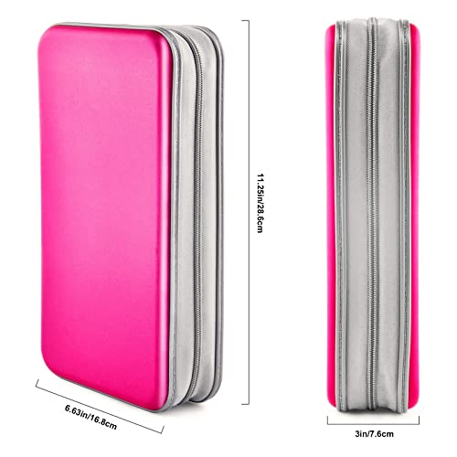 DVD Case, Bivisen CD Case Holder Wallet Binder 96 Capacity CD/DVD Cases Storage Holder Binder Organizer Wallet Book for Car Home Travel (Hot Pink) - color: Hot Pink
