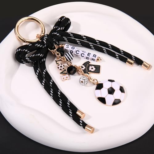 PHALIN Football Baseball Basketball Golf Bag Charms Keychain for Women Men Bow Purse Charm Sport Mom Gifts - style: Soccer-1