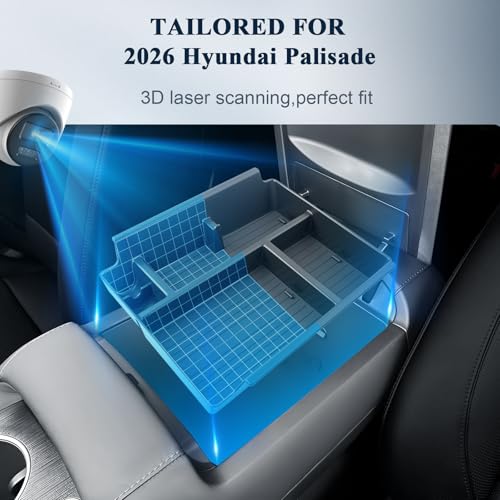 BIBIBO for 2026 Hyundai Palisade Center Console Organizer 2026 Hyundai Palisade (SE,SEL,SEL Convenience, SEL Premium, XRT Pro, Limited) Console 2026 Palisade Insert Tray (Not for Calligraphy) - color: for armrest cover is one piece