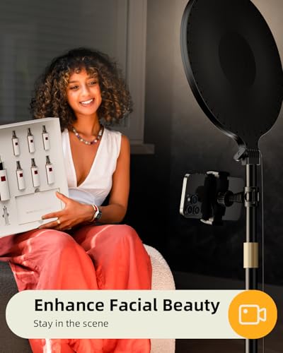 10.5" Ring Light with Stand and Phone Holder - 69" Tripod for iPhone with Light, Professional Led Ringlight for Video Recording/Make up/Streaming, Full Screen Light Ring for YouTube, Tiktok (Black) - color: Black