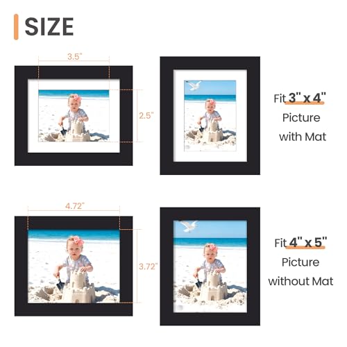 upsimples 4x5 Picture Frame, Display Pictures 3x4 with Mat or 4x5 Without, Wall Hanging Photo Frame, Black, 1 Pack - color: Black, size: 4x5