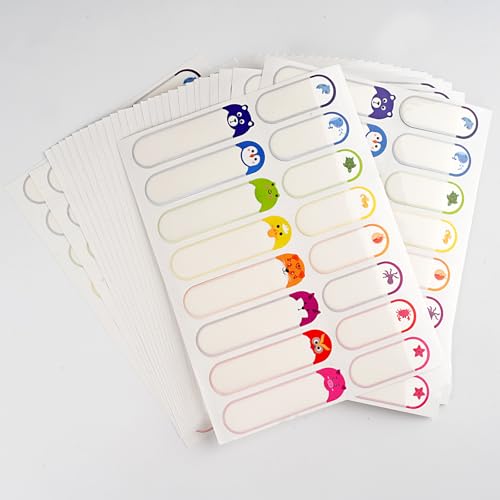 480 Pcs Labels for Kids Stuff Daycare, Waterproof Baby Name Label, Washable Bottle Labels, Reusable Self-Adhesive Tag Stickers for School Essentials, Self-Laminating Write-on - style: Animal