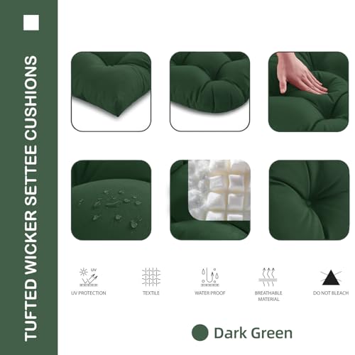 Outdoor Chair Cushions Set of 2, 19x19x4 Inch Seat Pads with Ties for Patio Wicker Chairs Garden Dining Chair, Indoor Outside Use, Fade-Resistant & Waterproof, Dark Green - color: Dark Green, size: 19x19x4"