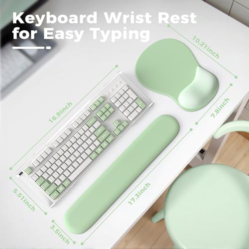 iCasso Keyboard Wrist Rest,Ergonomic Mouse Pad with Wrist Support,Acrylic Clear Keyboard Stand for Desktop,Non-Slip Mousepad Set for Office Home Gaming (Green) - color: Green