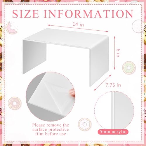 RattanView 2 Pcs 14 Inch Large Acrylic Risers Display Stands 5 mm Thick Acrylic Shelf Riser Showcase for Collectibles Jewelry Cupcakes Food Figures Perfume Cabinet (White) - color: White, size: 14 Inch, 5 mm