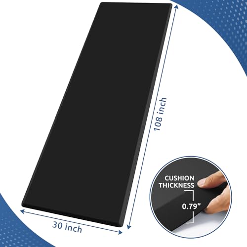 KitchenClouds Kitchen Mat Cushioned Anti Fatigue Rug 30"x108" Water Resistant, Non Slip, Standing and Comfort Desk/Floor Mats for House Sink Office (Black,0.8inch) - color: Black, size: 108"L x 30"W x 0.8"Th