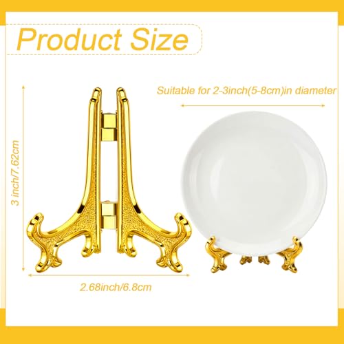 Patelai 48 Pcs Mini Easel Stands 3 Inch Plastic Plate Stand Holder Display Picture Easel for Display Picture Frame Collectibles Desktop Weddings Party Home Decoration (Gold) - color: Gold, size: 3 Inch