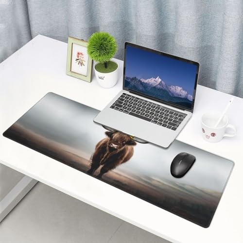 Highland Cow Gaming Mouse Pad, Large Non-Slip Rubber Base Mousepad XL 31.5x11.8in, Keyboard Mouse Mat, Desk Pad with Stitched Edges for Gamer Home&Office - color: 13