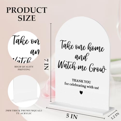 Baby in Bloom Shower Decorations, Baby Shower Sign, Favors Watch Me Grow Sign,5x7 Inch Arch Acrylic Table Top Signs for Birthday Party Decorations - color: ThankYou