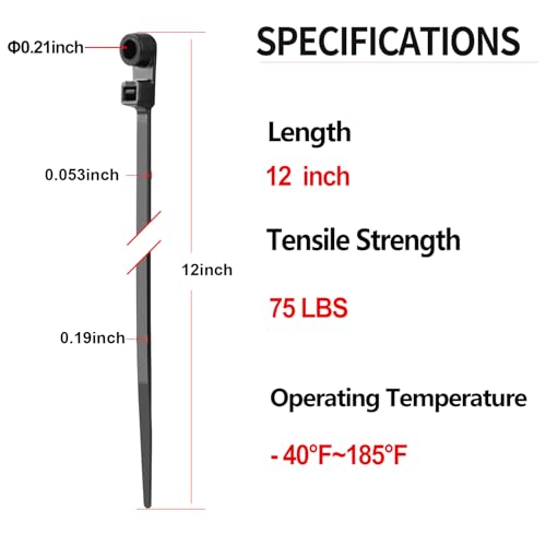 200 PCS 12 inch Black Zip Ties with Screw Hole 75lbs Mountable head Cable Ties Straps Multipurpose Heavy Duty Nylon Cable Zip Ties with Screw Mounting Hole - color: Black, size: 12 Inch (200PCS)