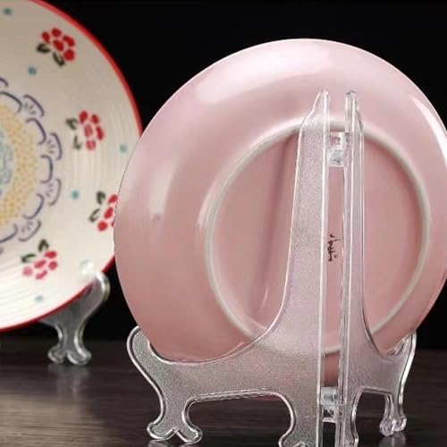 LonlyEagle 12 Pack 7 Inch Clear Plastic Easels or Stand/Plate Holders to Display Pictures or Other Items at Weddings, Plate Stands for Home Decoration, Birthdays, Tables - size: 7 inch
