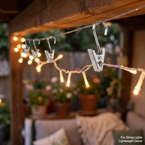 BIHRTC Pack of 50 Curtain Clips Thickening Stainless Steel with Hooks Lights Hanger Small Metal Wire Holder for Shower Home Decoration Photos Picture Arts Crafts Display Outdoor Activities Supplies