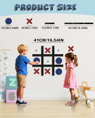 DTRK Magnetic Tic Tac Toe Wall-Mount Game,Game Room Decor,Hallway Decor,Playroom Decor,Modern Wall Decals for Kids Room,Classroom&Offices,Fun for Kids and Adults (Red&Blue, Simple Installation) - color: Red&blue