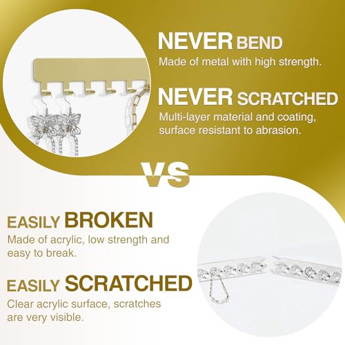 Necklace Holder - Hanging Jewelry Organizer, Self-Adhesive, Wall Mount, 2 PCS, Gold - color: Gold - Brushed