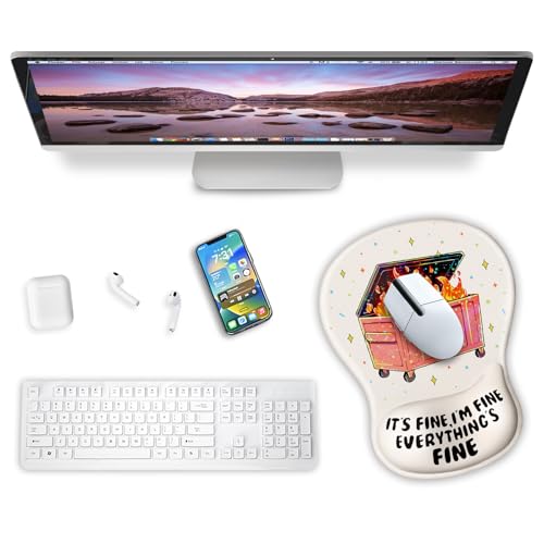Cat Mouse Pad with Wrist Rest Funny Cute Ergonomic Mousepad Middle Concave | Dumpster on Fire Wrist Support, Office Desk Accessories, Gaming Work Home, Non-Slip Base, for Wireless Mouse Computer Laptop - color: A Dumpster Cat