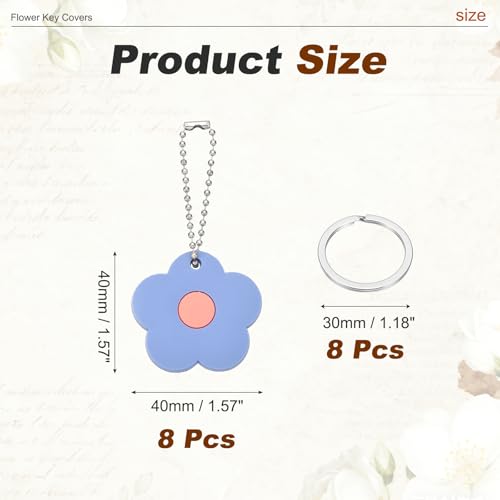 PATIKIL 8Pcs Key Covers Caps, PVC Flower Key Identifiers Markers Tags Covers Case Shell Head Protector Caps Toppers for 1.18" Flat for Office House Apartment Accessories, Blue - color: Blue, size: 1.18"