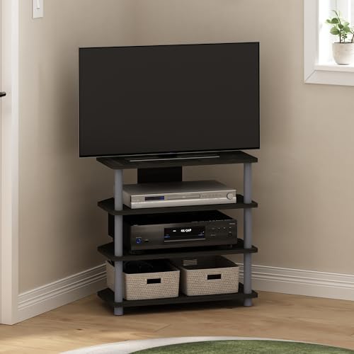 Furinno Turn-N-Tube Easy Assembly 4-Tier Petite Entertainment Center / TV Stand / TV Unit / TV Desk, Espresso/Grey - color: Espresso, size: 4-Tier